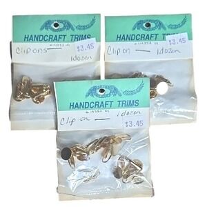Gold Tone‎ Clip On Earrings Settings, 3 Packs, 36 Pc Total, NEW